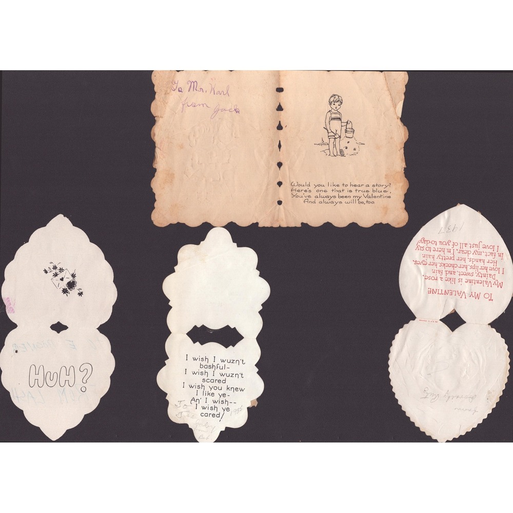 Vintage Die Cut Valentine Cards Lot of 4 Whitney Made A-Meri-Card 1930s 1940s - Picture 3 of 3